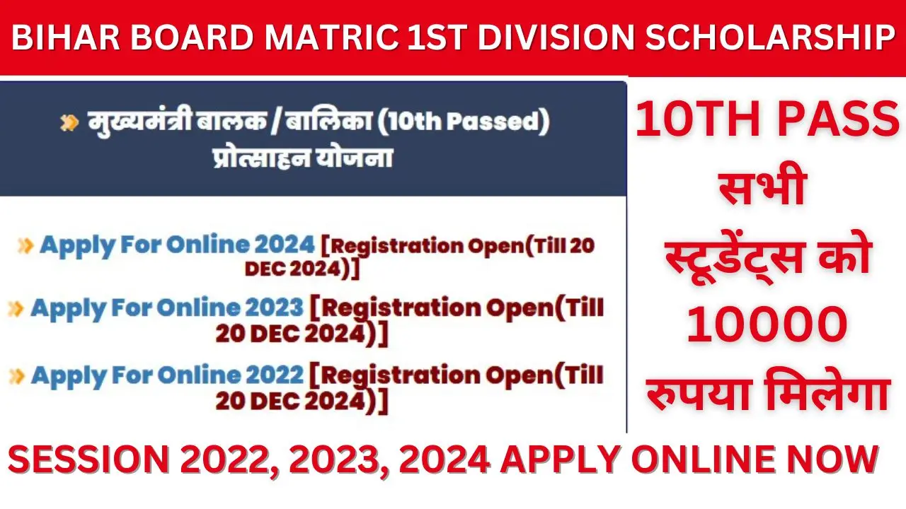 Bihar Board Matric 1st Division Scholarship 2024